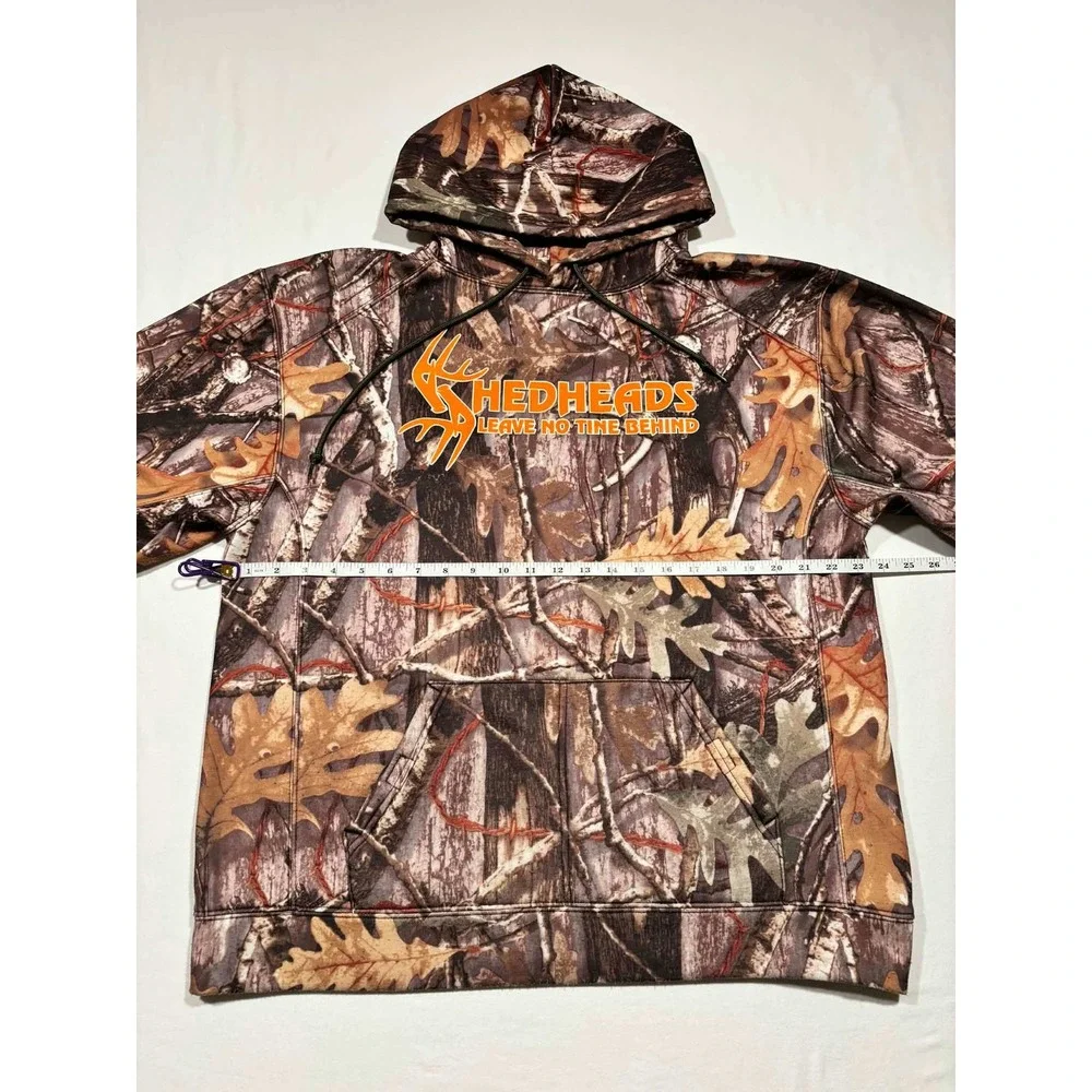 Badger Sport Shedheads Camo Hoodie Mens Large Leave No Tine Behind Hunting Brown